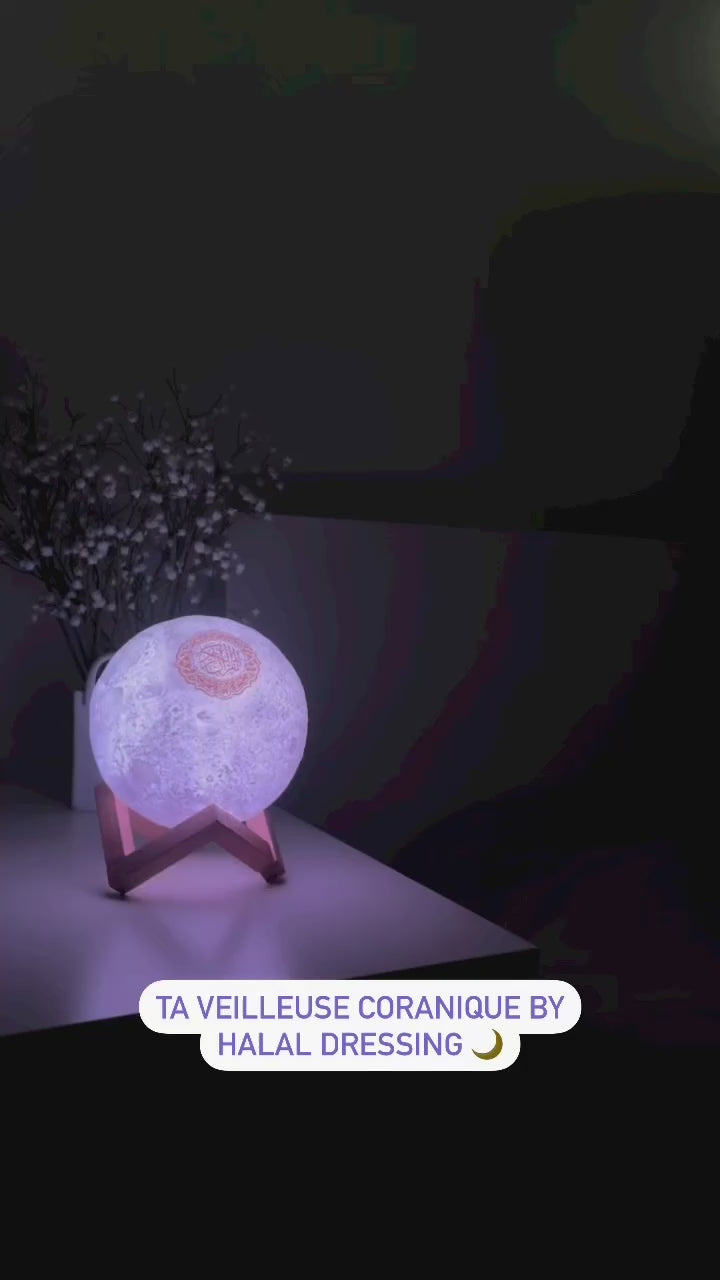 Veilleuse coranique 3D télécommandée croissant de lune • Veilleuse
