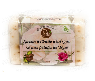 Savon à l’huile d’argan et aux pétales de rose